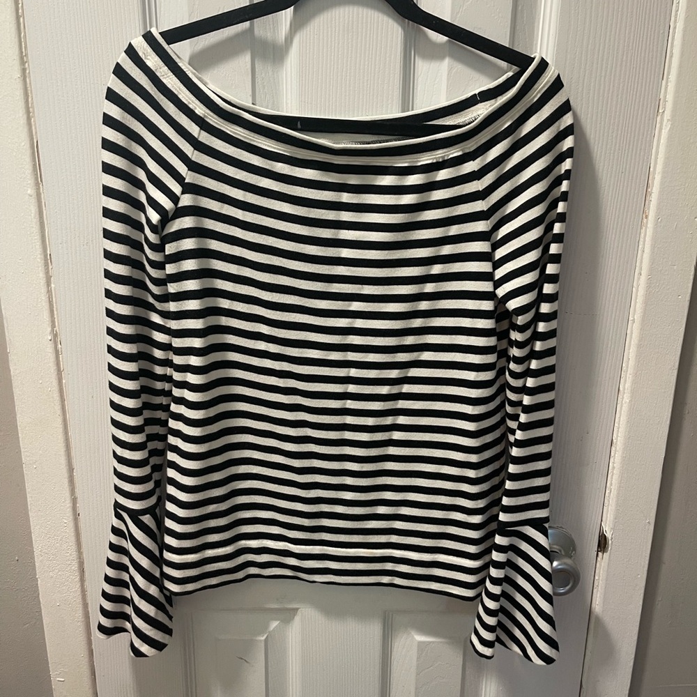 Club Monaco Black and White Striped Blouse